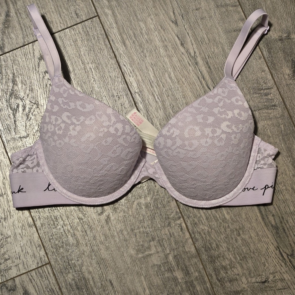 VICTORIA'S SECRET PINK Wear Everywhere Padded Lace Push-up Sz 32B Bra